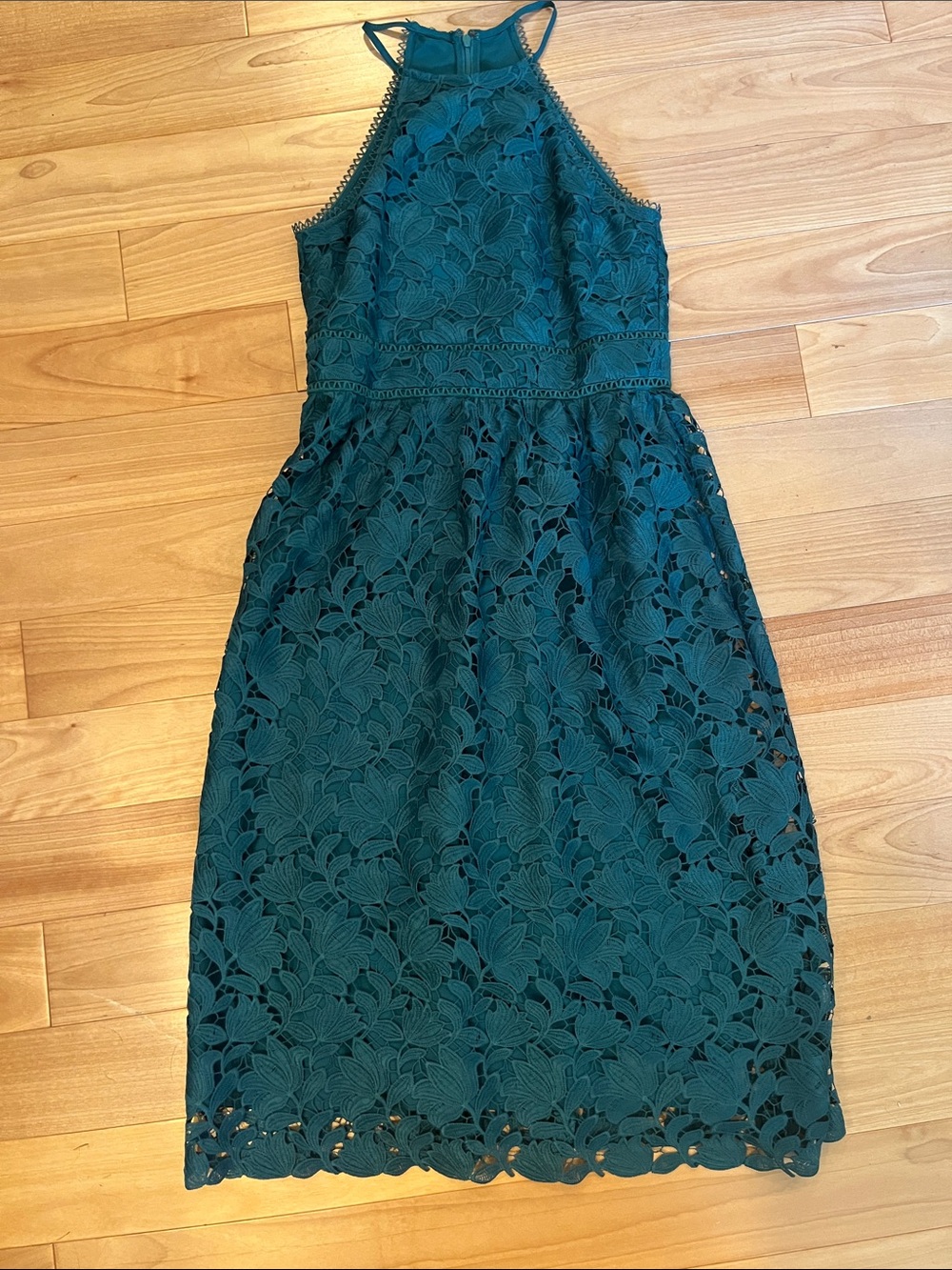 LOFT Teal Lace Halter Midi Dress